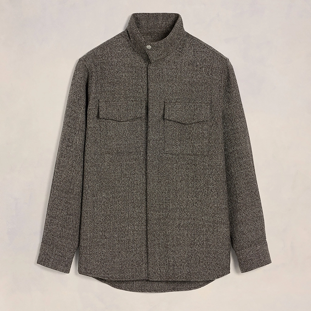 AMI Paris High Collar Wool-Blend Shirt - L
